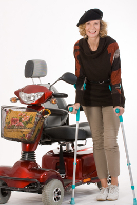 Woman using a scooter